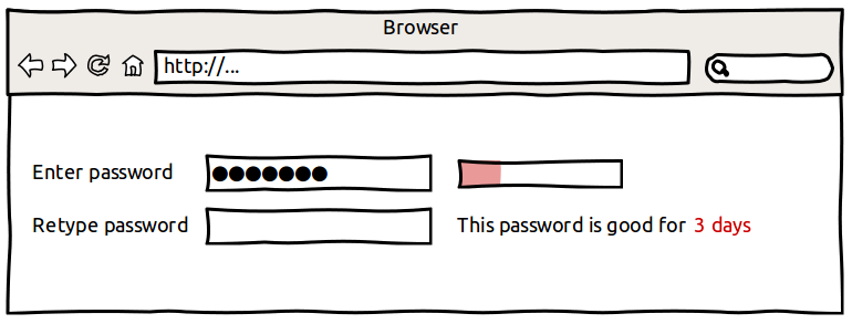 The user has entered a short, simple password.